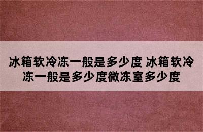 冰箱软冷冻一般是多少度 冰箱软冷冻一般是多少度微冻室多少度